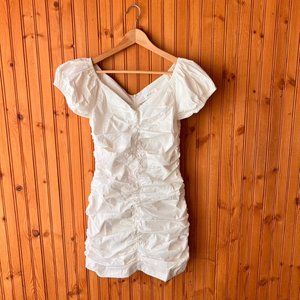 Mable White Ruched Mini Dress